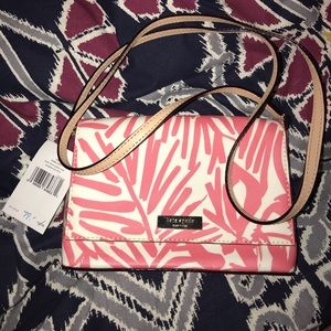 Pink & white Kate Spade small crossbody bag